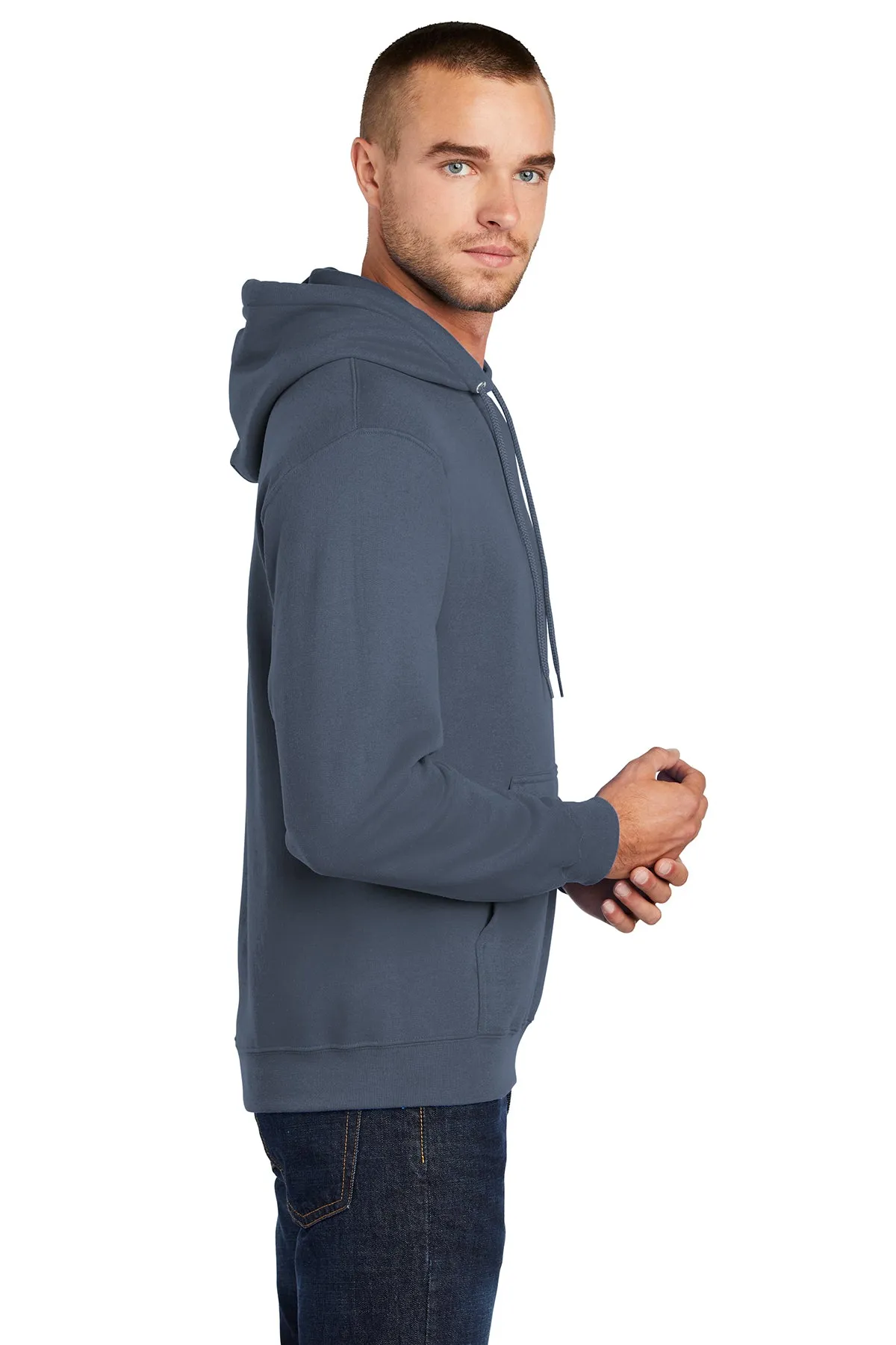 Port & Company Core Fleece Branded Hoodies, Steel Blue