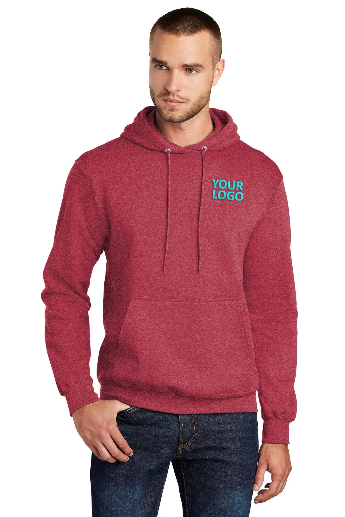 Port & Company Core Fleece Custom Hoodies, Heather Red