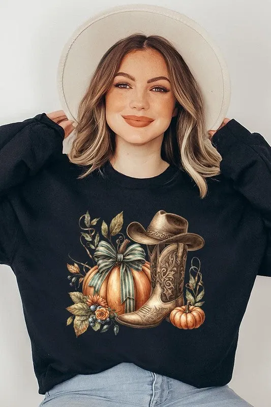 Pumpkin & Western Fleece Sweatshirt