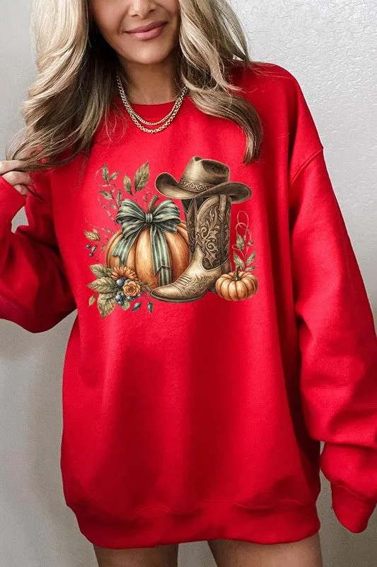 Pumpkin & Western Fleece Sweatshirt