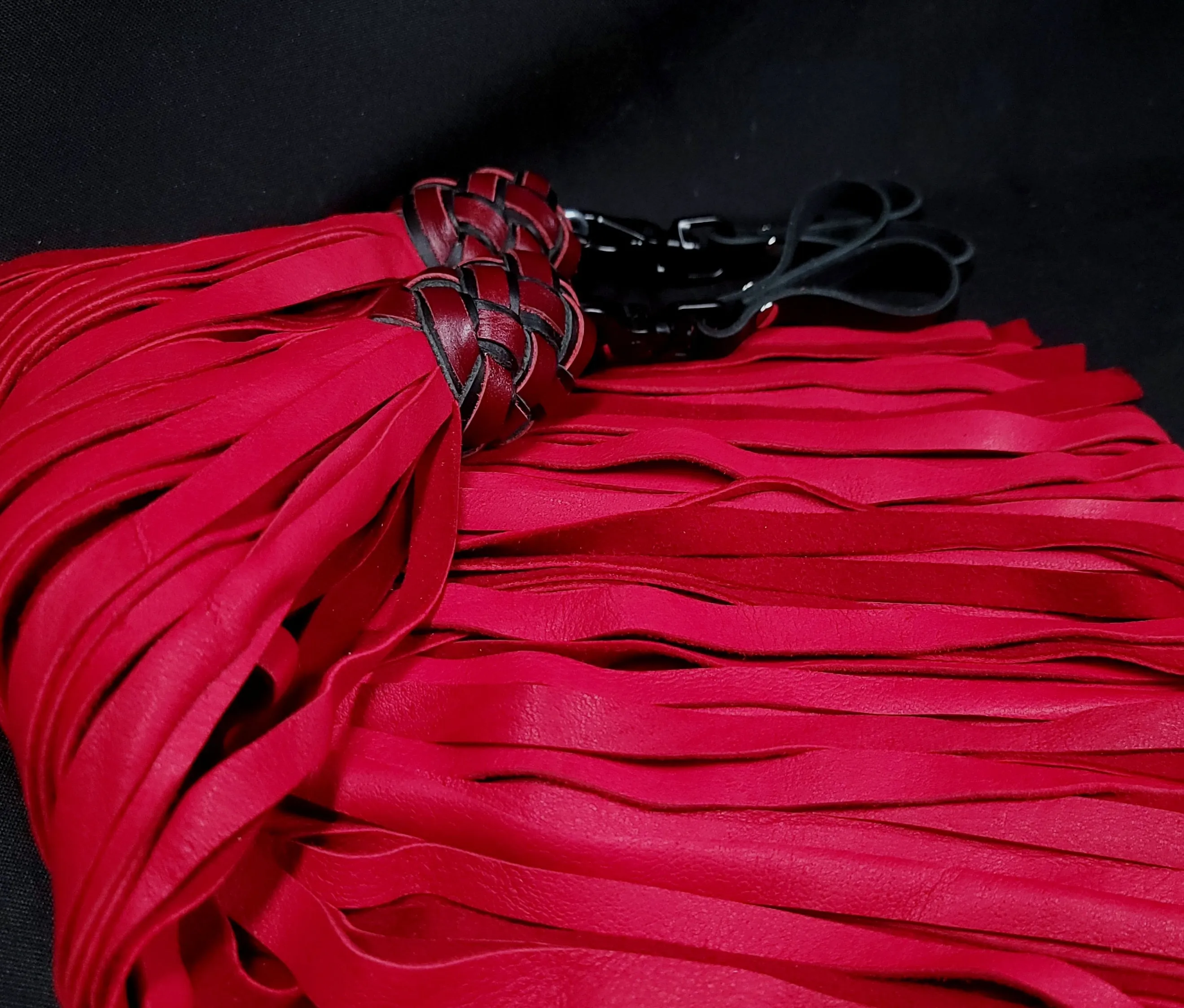 Red  Deerskin Mop Finger Floggers - In Stock