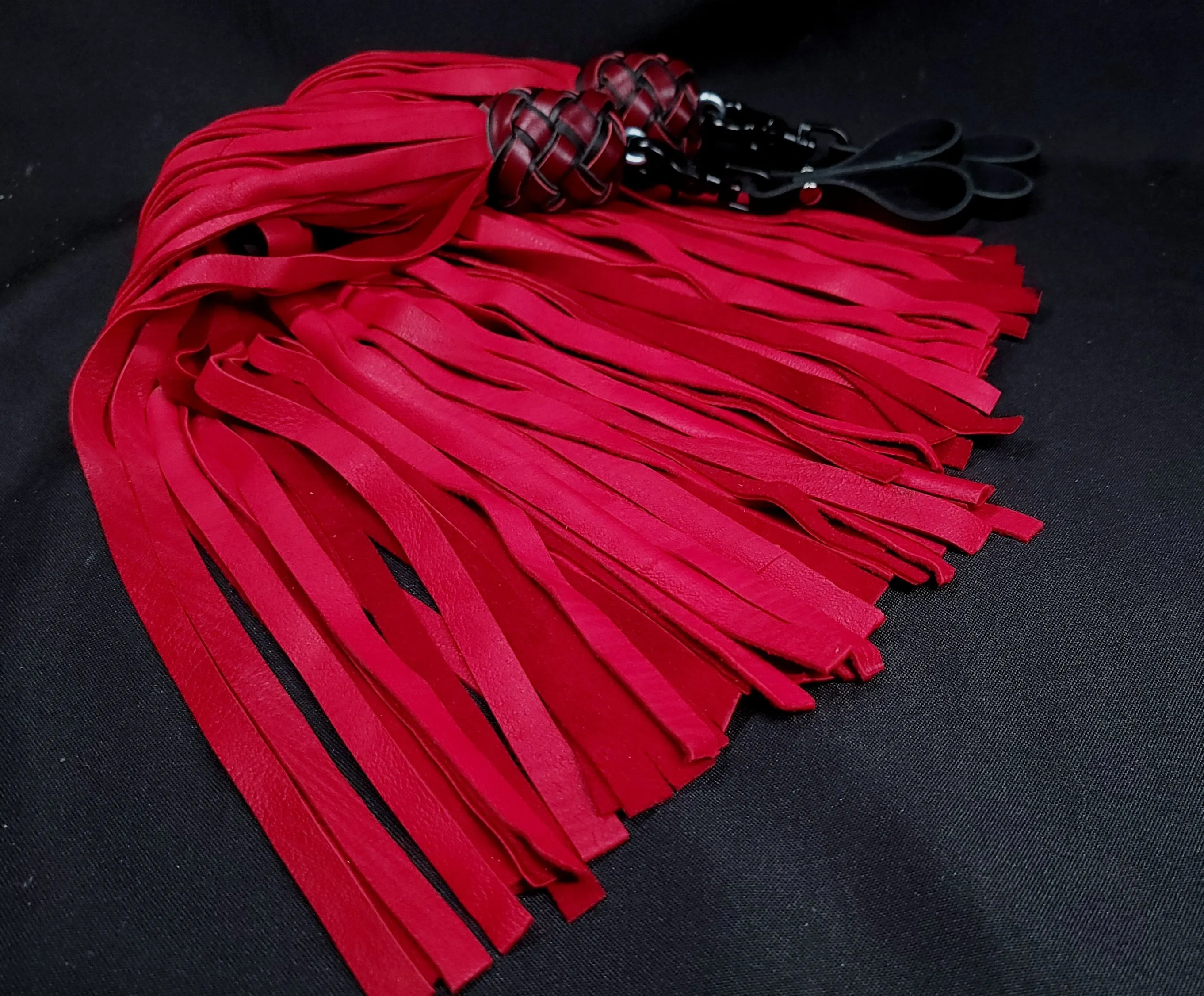 Red  Deerskin Mop Finger Floggers - In Stock