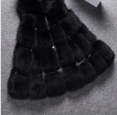 Slim Sleeveless Faux Fox Fur Vest Winter Jacket