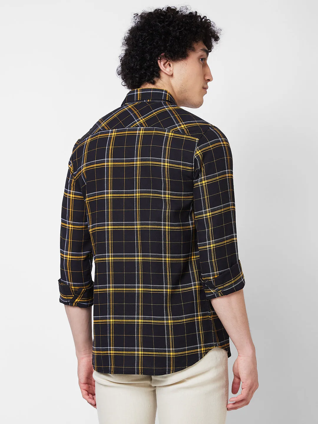 Spykar Black CHECKED FULL SLEEVE Shirt For Men