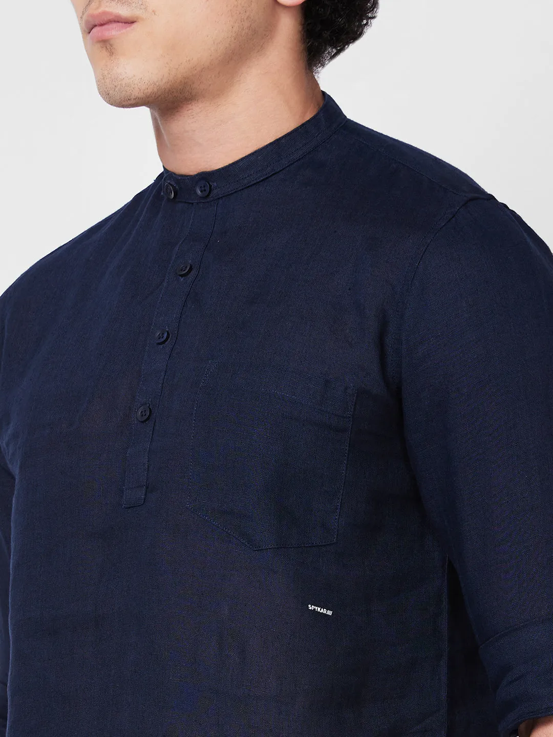 Spykar Blue SOLID FULL SLEEVE Shirt For Men