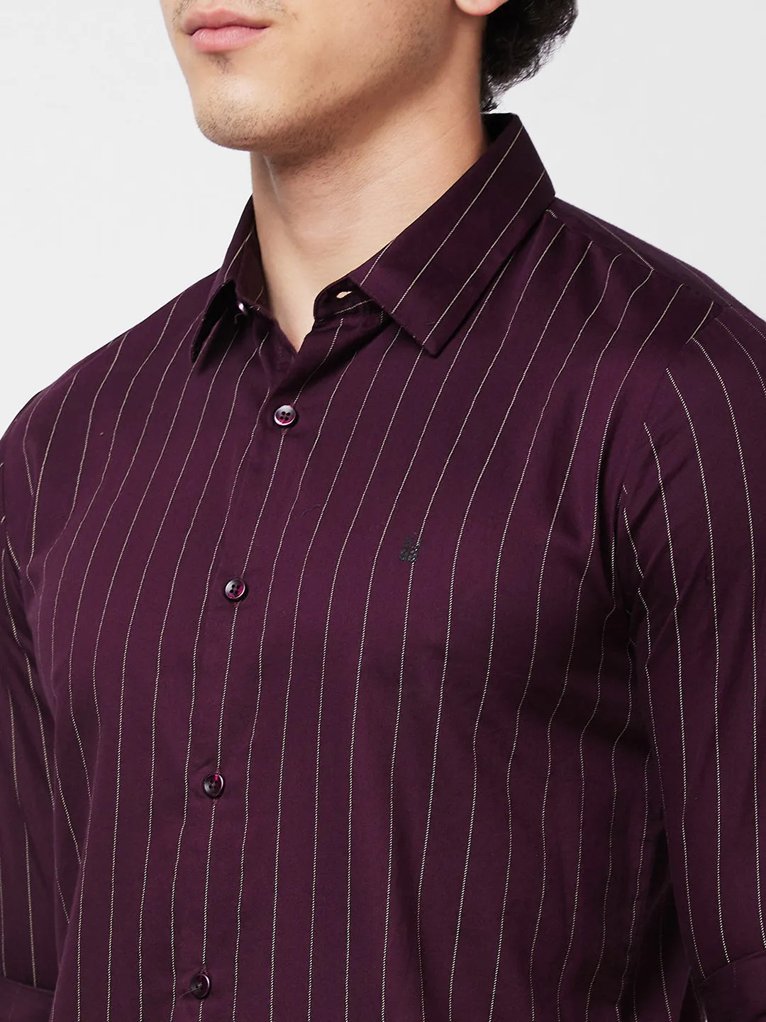 Spykar Red STRIPED FULL SLEEVE Shirt For Men