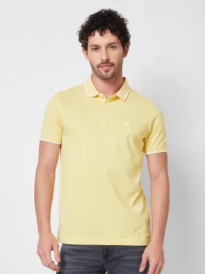 Spykar SLIM FIT Yellow Polo T-shirt  For Men