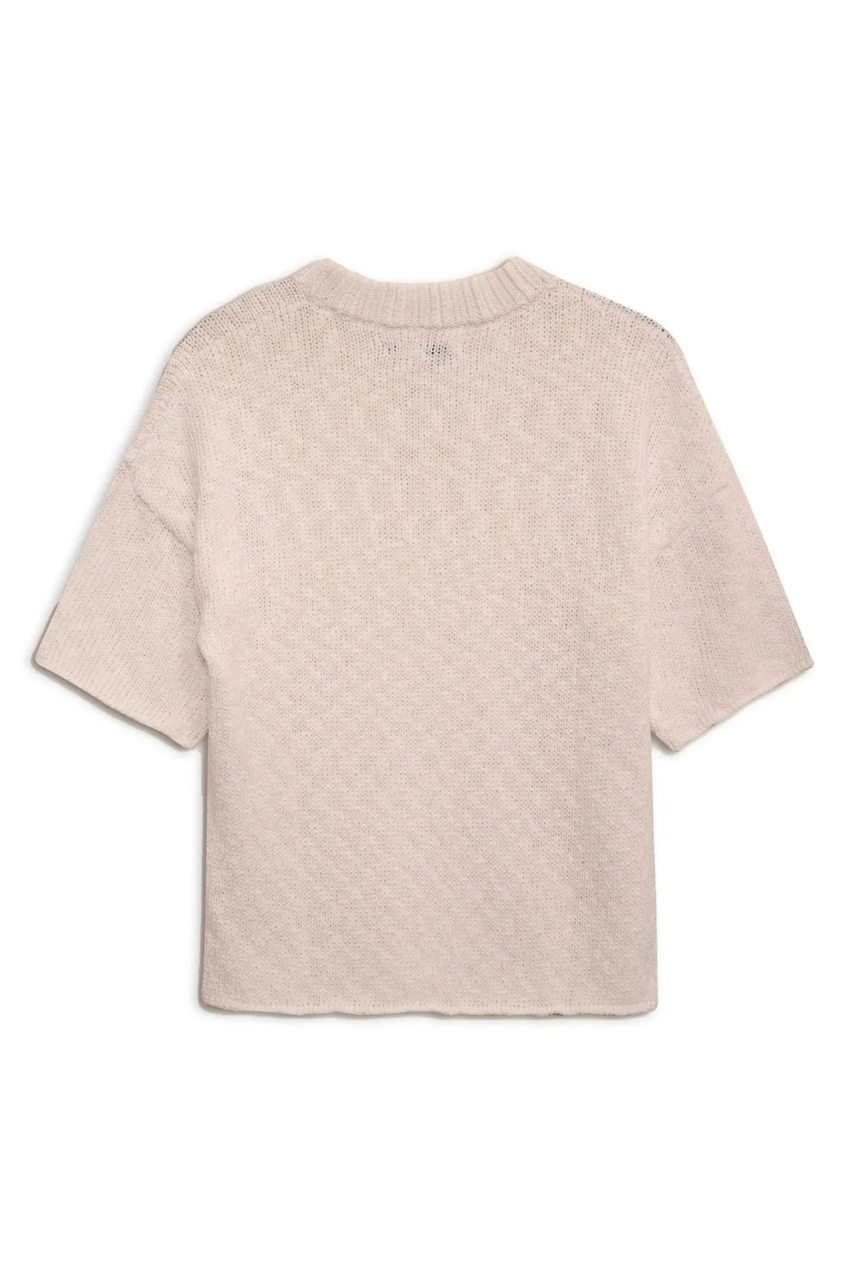 Stateside Cotton Linen Short Sleeve Sweater in Camel