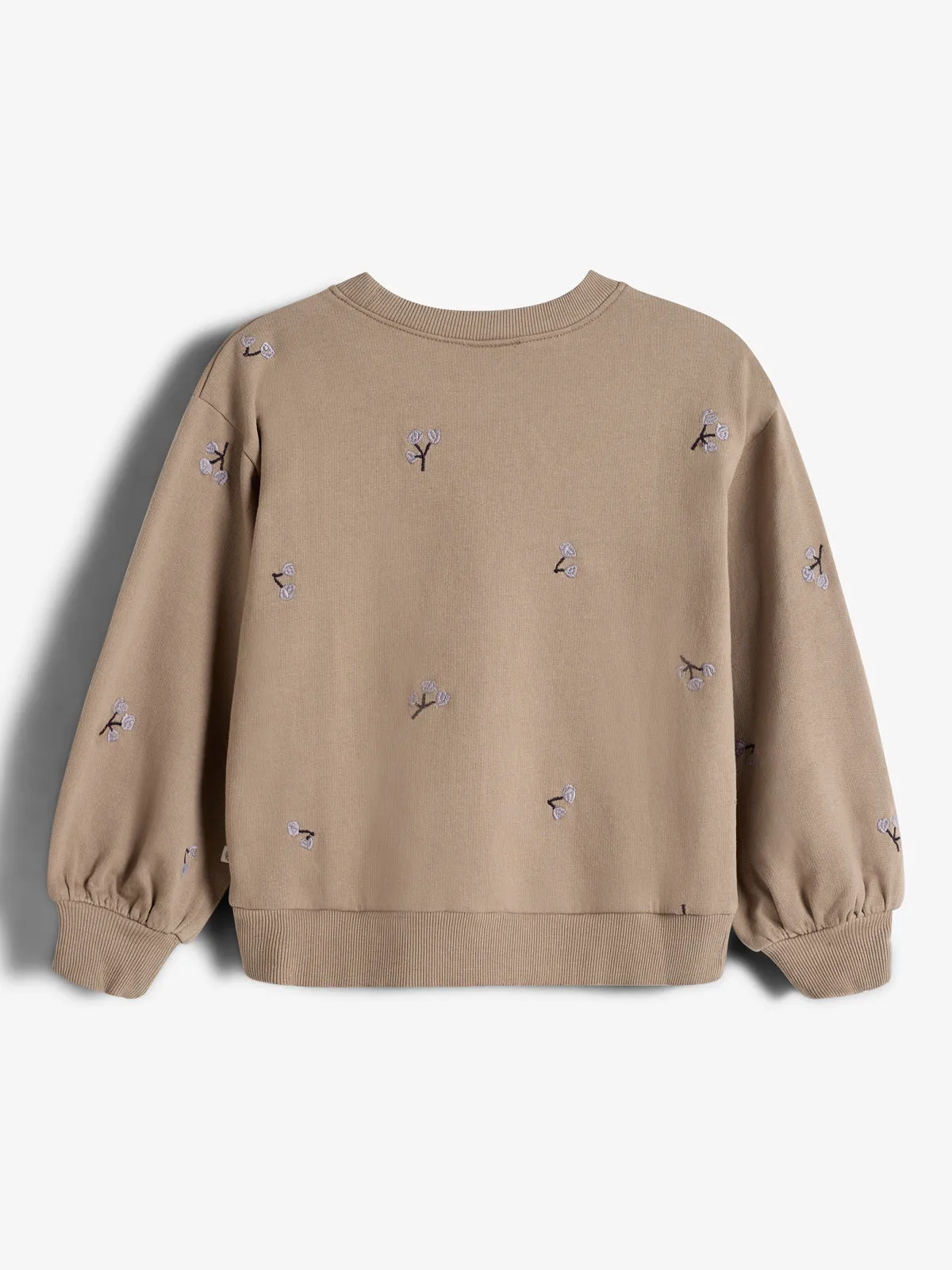 Sweatshirt w. Embroidery - Kids - Dark Beige