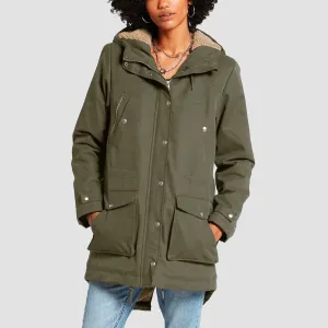 Volcom Walk On By 5K Parka Jacket Army Green Combo - Womens