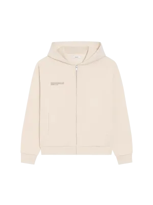 Wide Fit Zipped Hoodie—sand