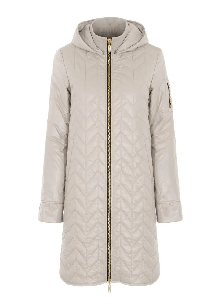 Womens Light beige Packable Hooded Coat