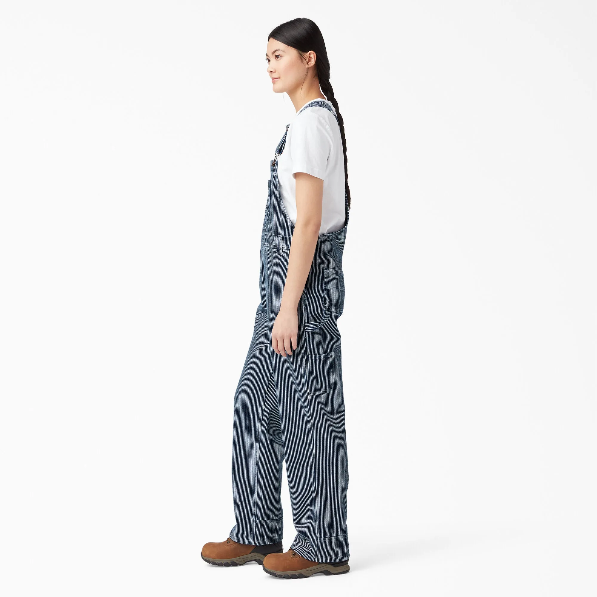 Women's Relaxed Fit Bib Overalls FB206 - Rinsed Hickory Stripe