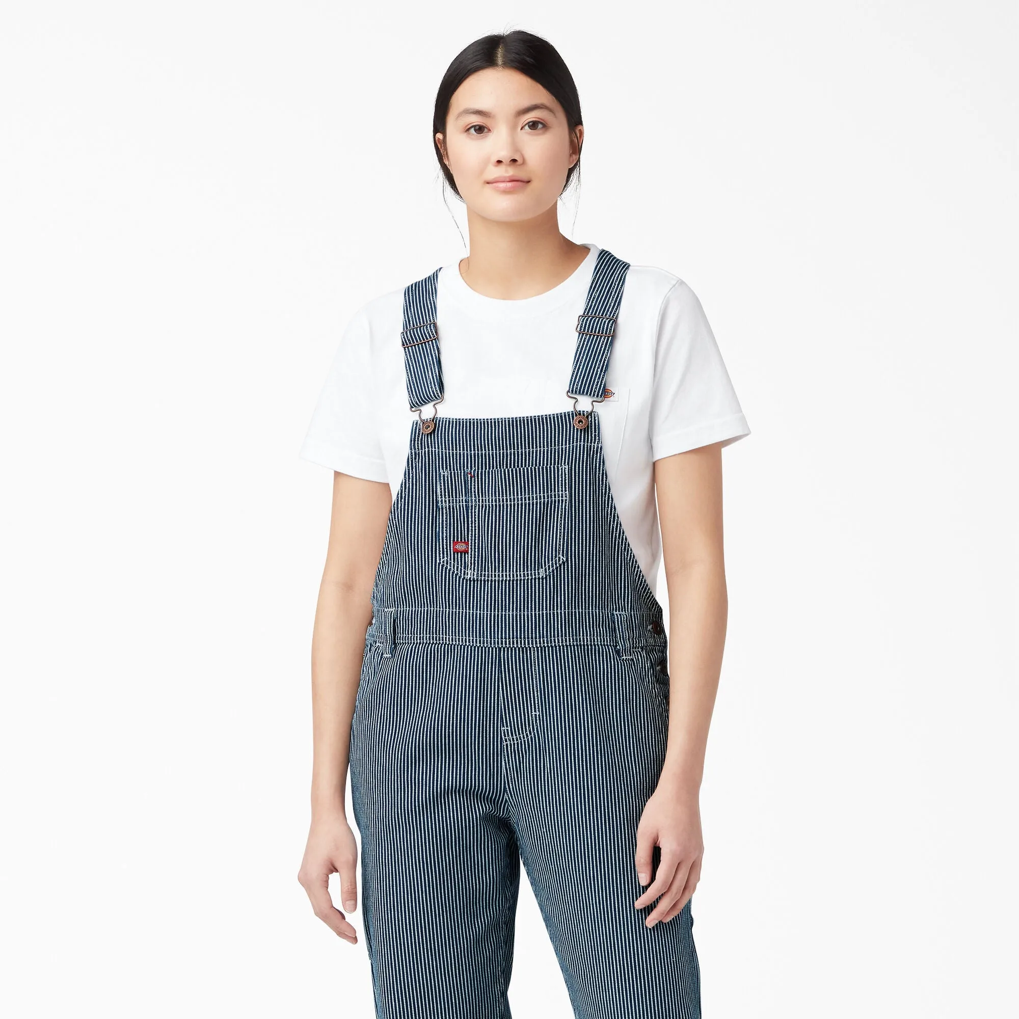 Women's Relaxed Fit Bib Overalls FB206 - Rinsed Hickory Stripe