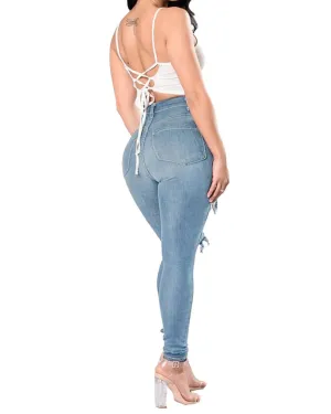 Women's Ripped Denim Pants