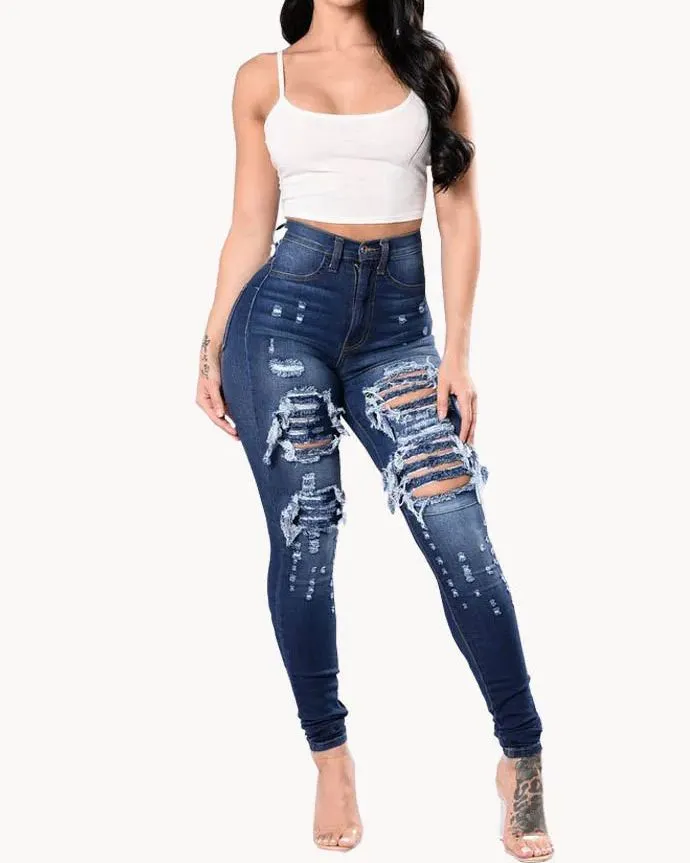 Women's Ripped Denim Pants