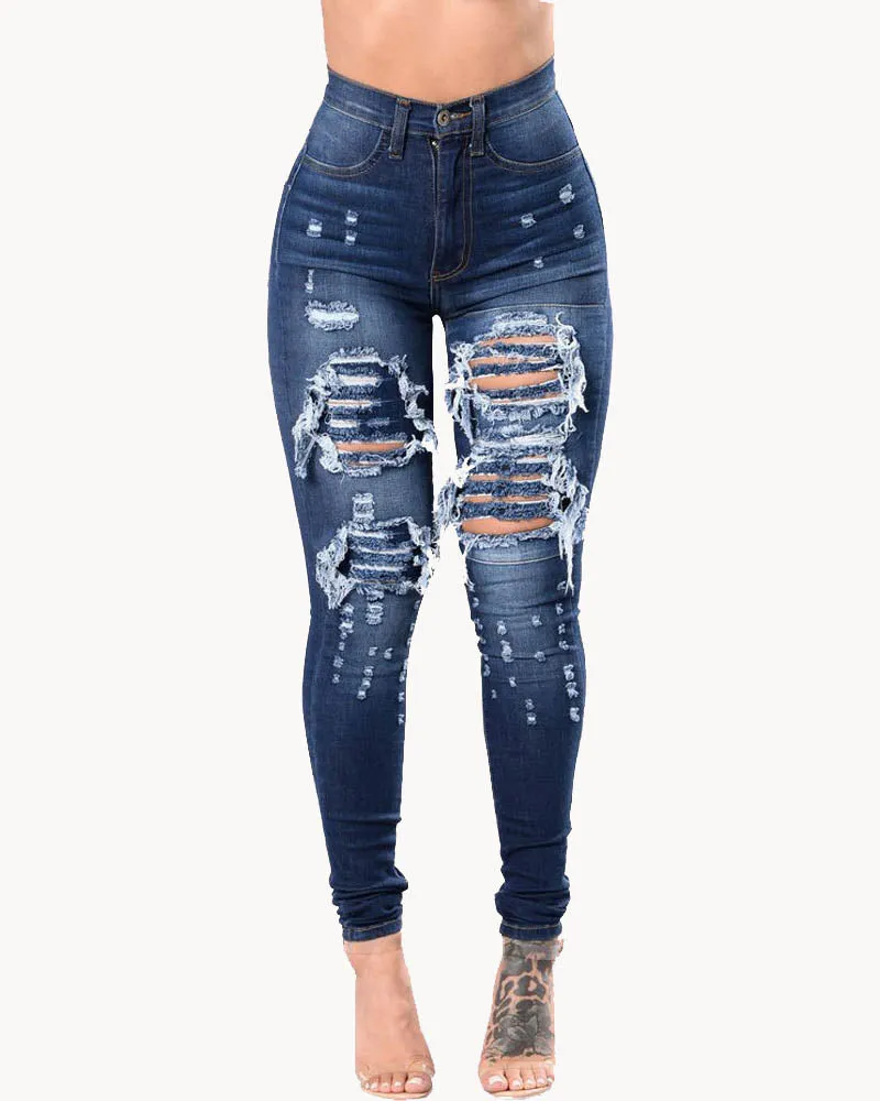 Women's Ripped Denim Pants