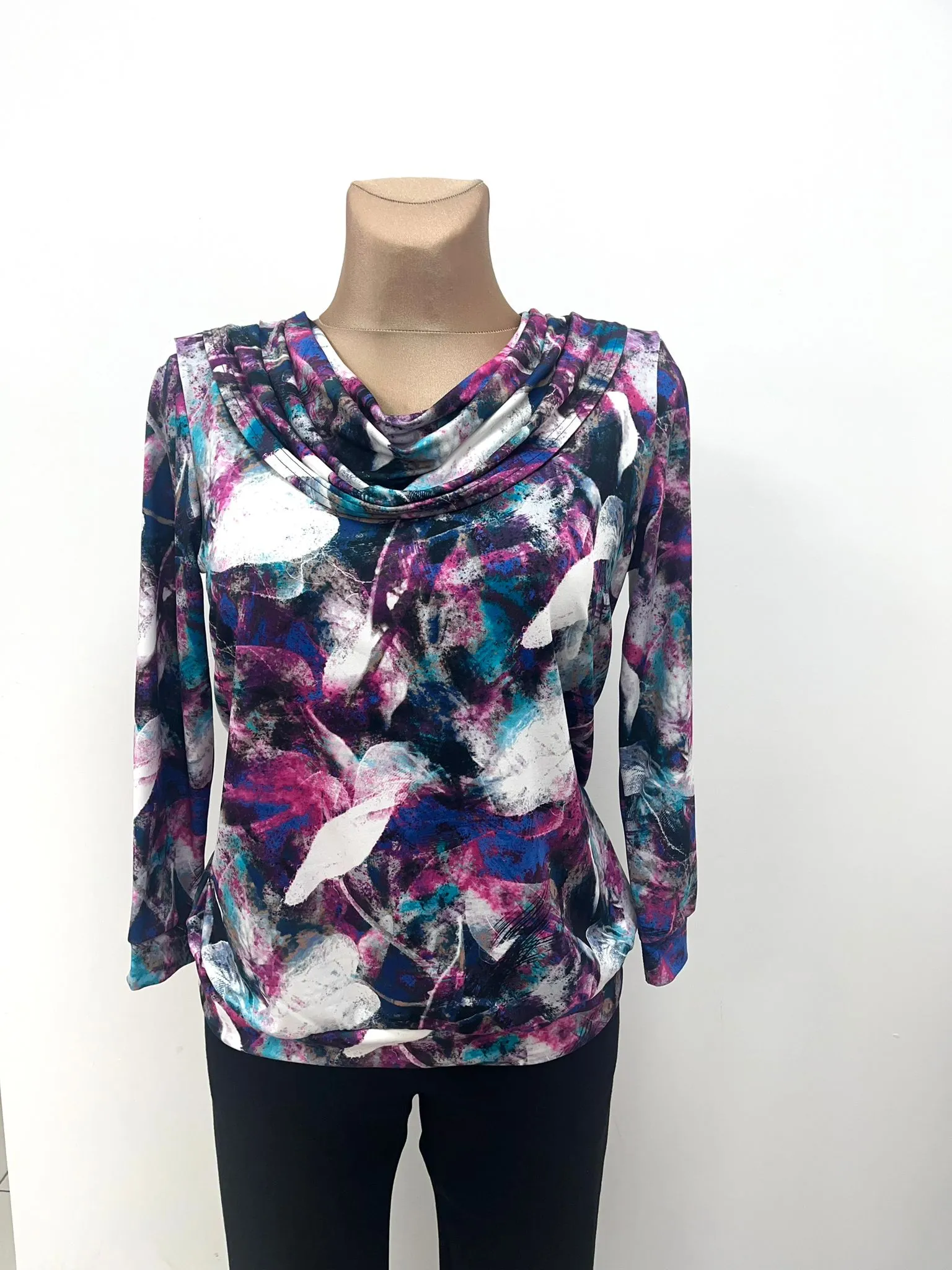 Yew Soft cowl neck top Purple mix